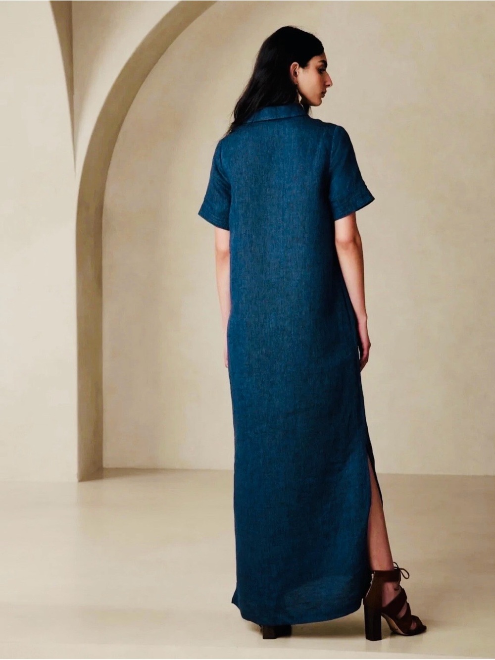 Banana Republic Cruz Indigo Blue Linen Maxi Dress - Picture 3 of 9